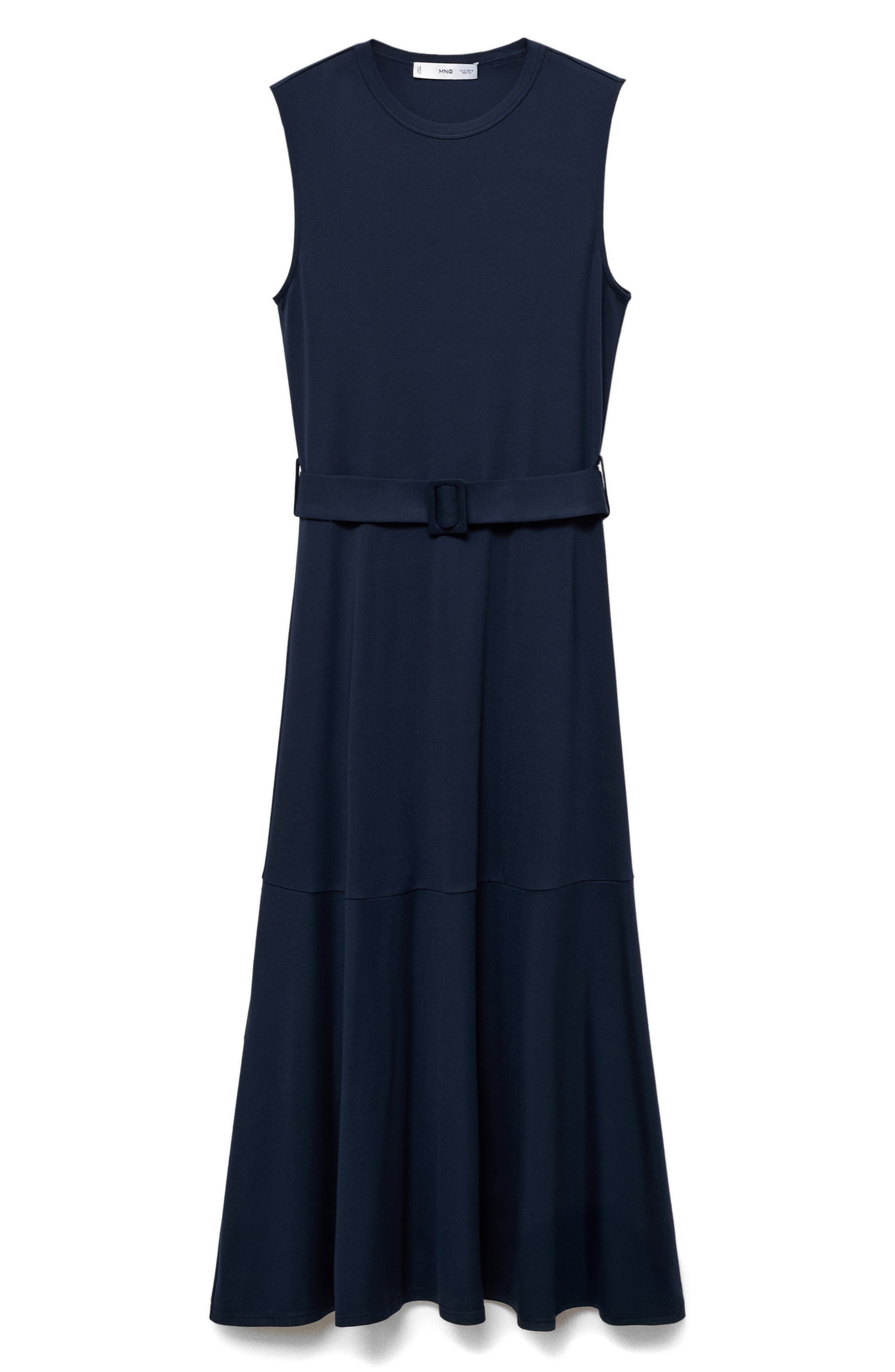 MANGO Belted Sleeveless Midi Dress
