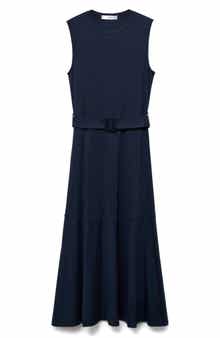 MANGO Belted Sleeveless Midi Dress