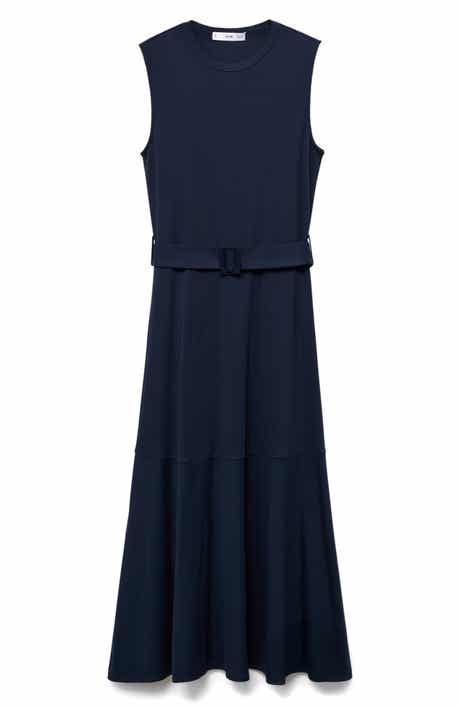 MANGO Belted Sleeveless Midi Dress