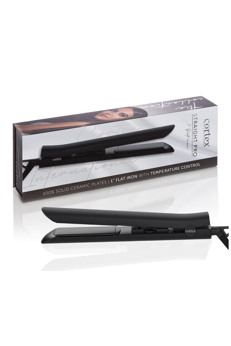 1-Inch Solid Ceramic Flat Iron, Alternate, color, BLACK