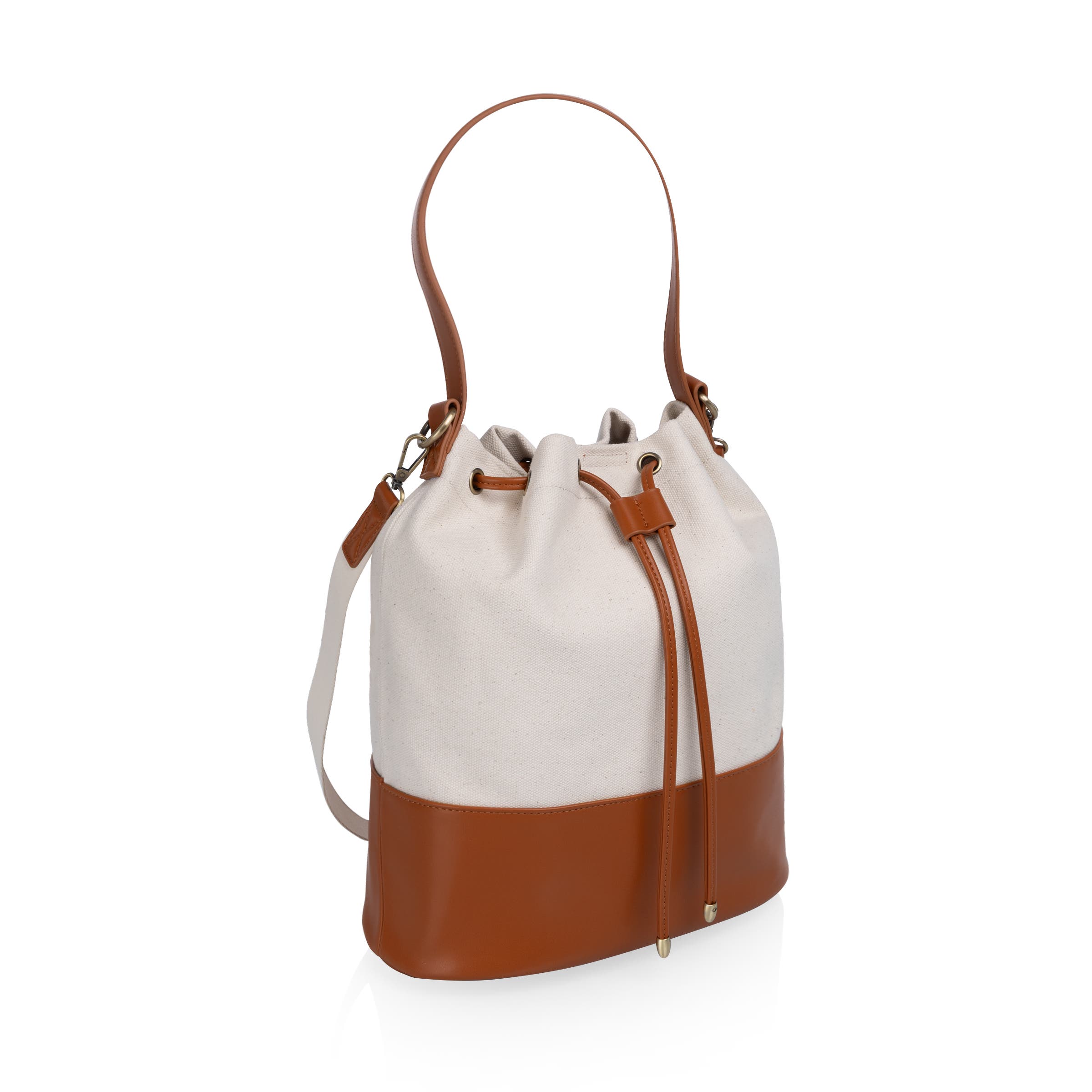 Picnic Time Sirolo Canvas 
Leatherette Tote, Main, color, Beige Canvas