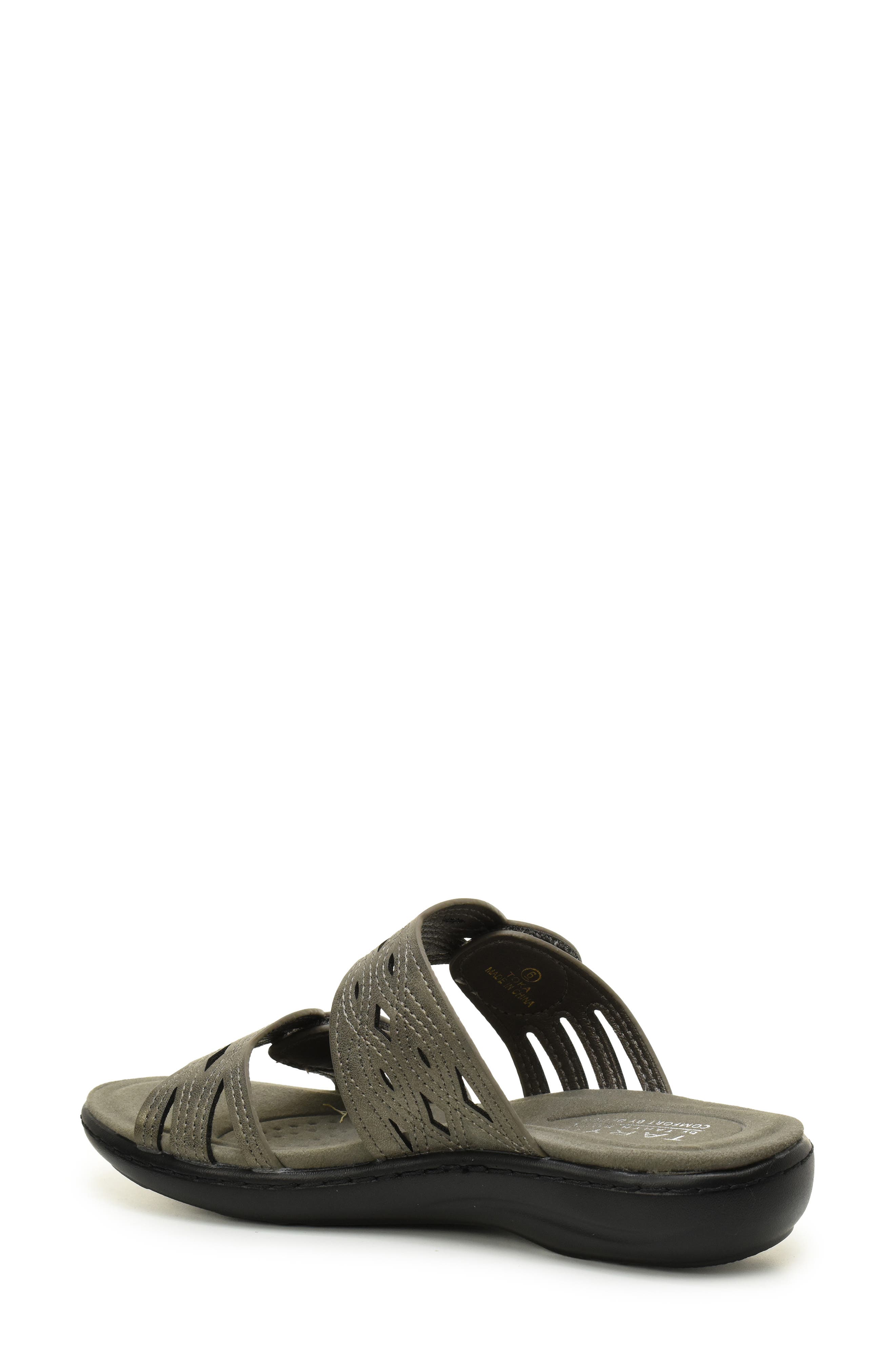 Taryn Rose Cutout Slide Sandal, Alternate, color, Gunmetal