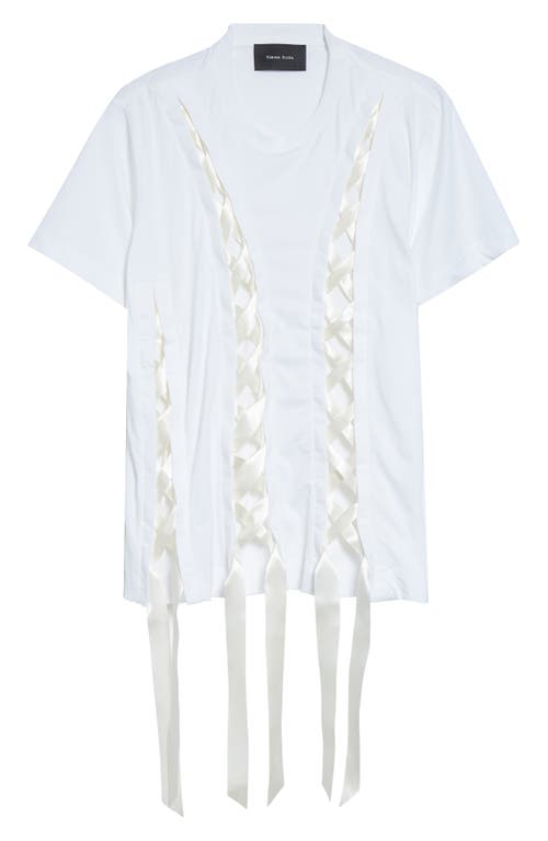 Simone Rocha Unraveling Ribbon Inset T-shirt In White