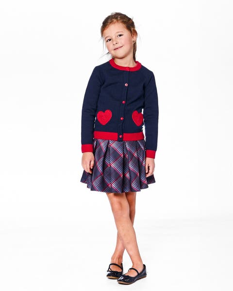 Knitted Cardigan with Red Embroidered Hearts (Little Kid & Big Kid)