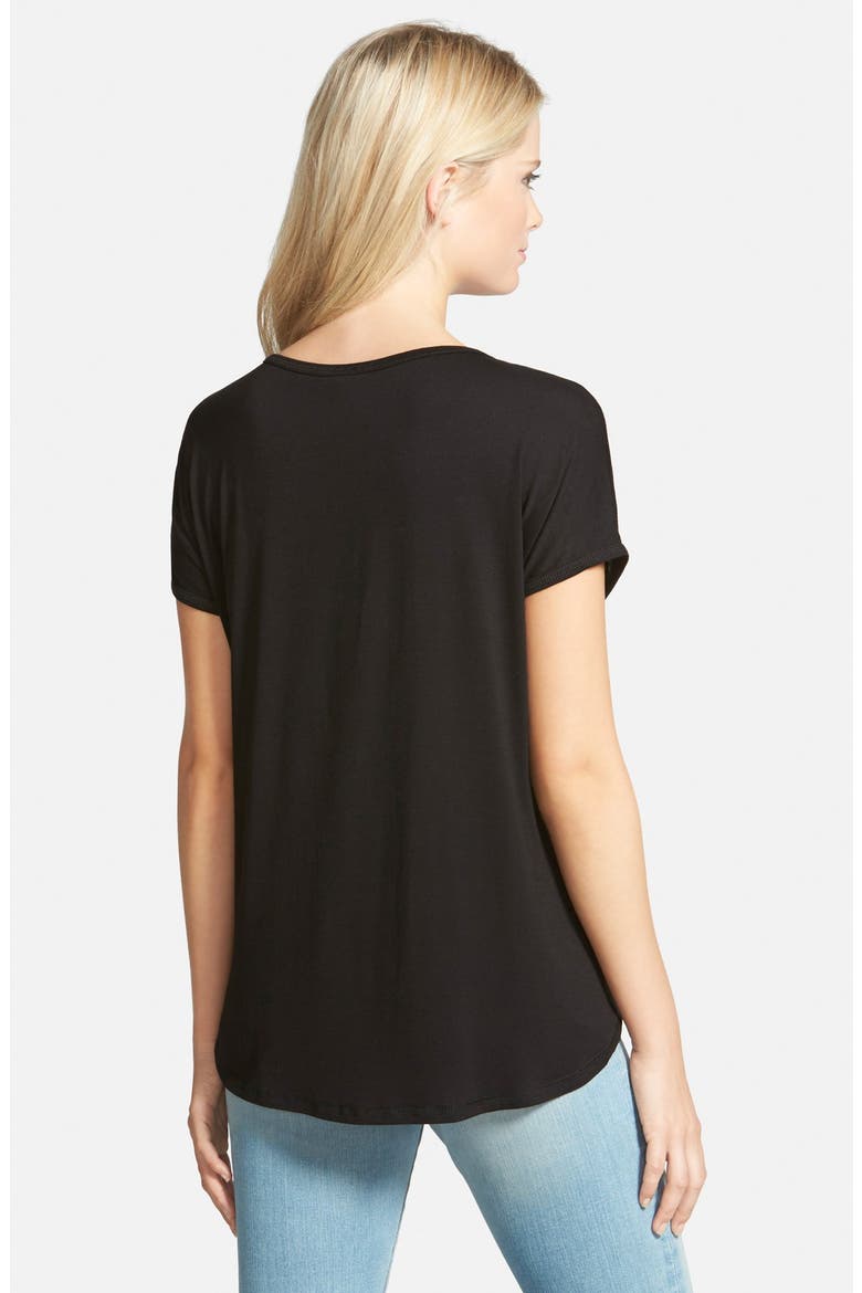 V-Neck Drape Front Top, Alternate, color, BLACK