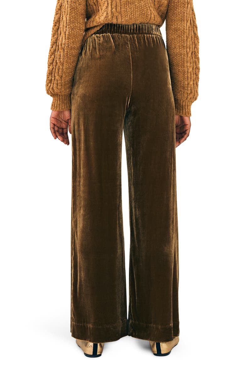 Genevieve Wide Leg Stretch Velvet Pants, Alternate, color, BREEN