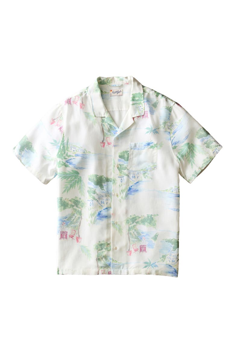 Luzio Resort Print Camp Shirt, Alternate, color, MEDITERRANEAN COASTLINE PRINT