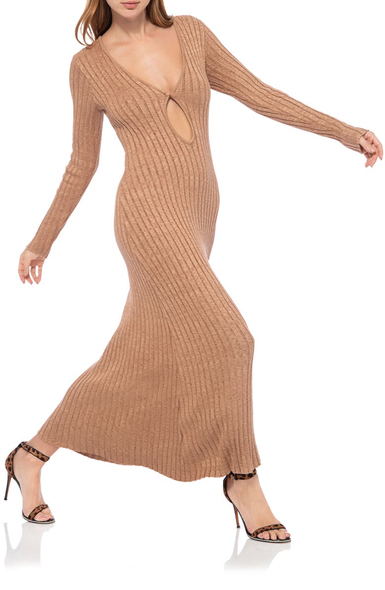 AFRM Java Long Sleeve Rib Sweater Dress, Alternate, color, 