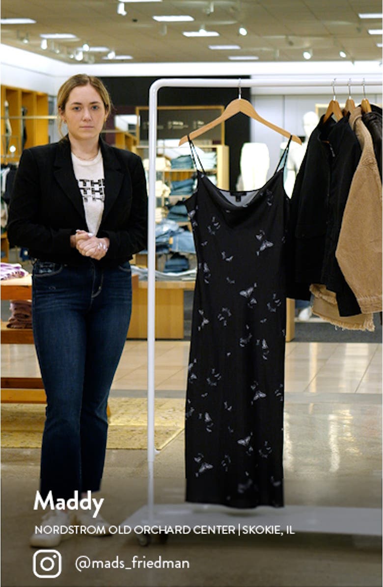 Hadley Butterfly Print Cowl Neck Satin Slipdress, sales video thumbnail