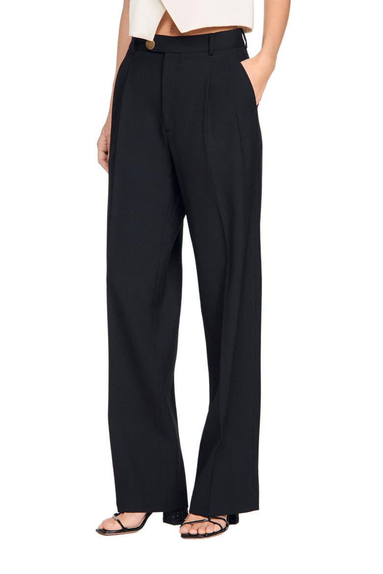 Wool suit trousers, Main, color, Black