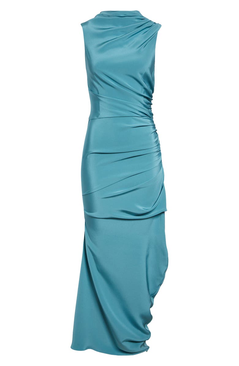 Christopher John Rogers Yanked Ruched Silk Column Gown, Alternate, color, Larimar