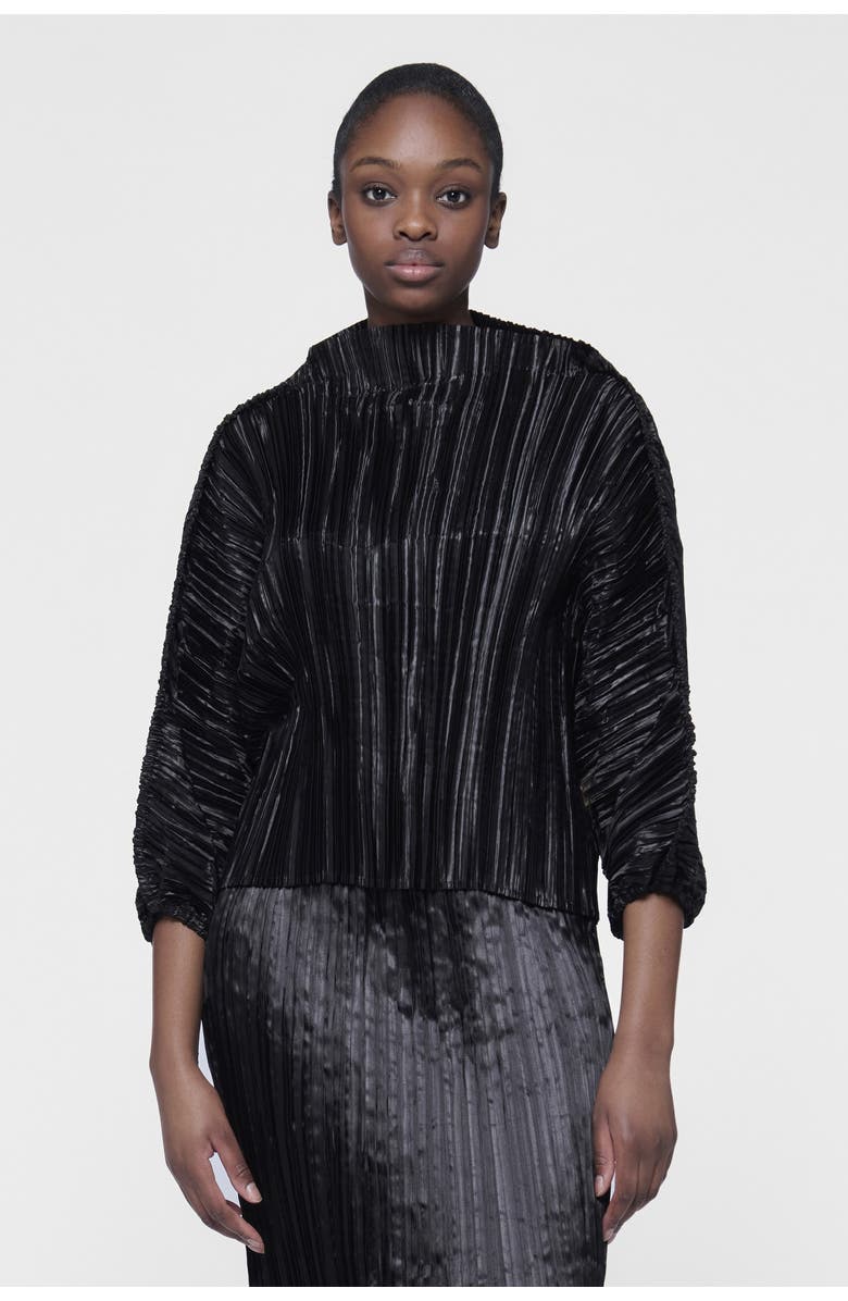 Leem Plisse Batwing Top, Alternate, color, Black