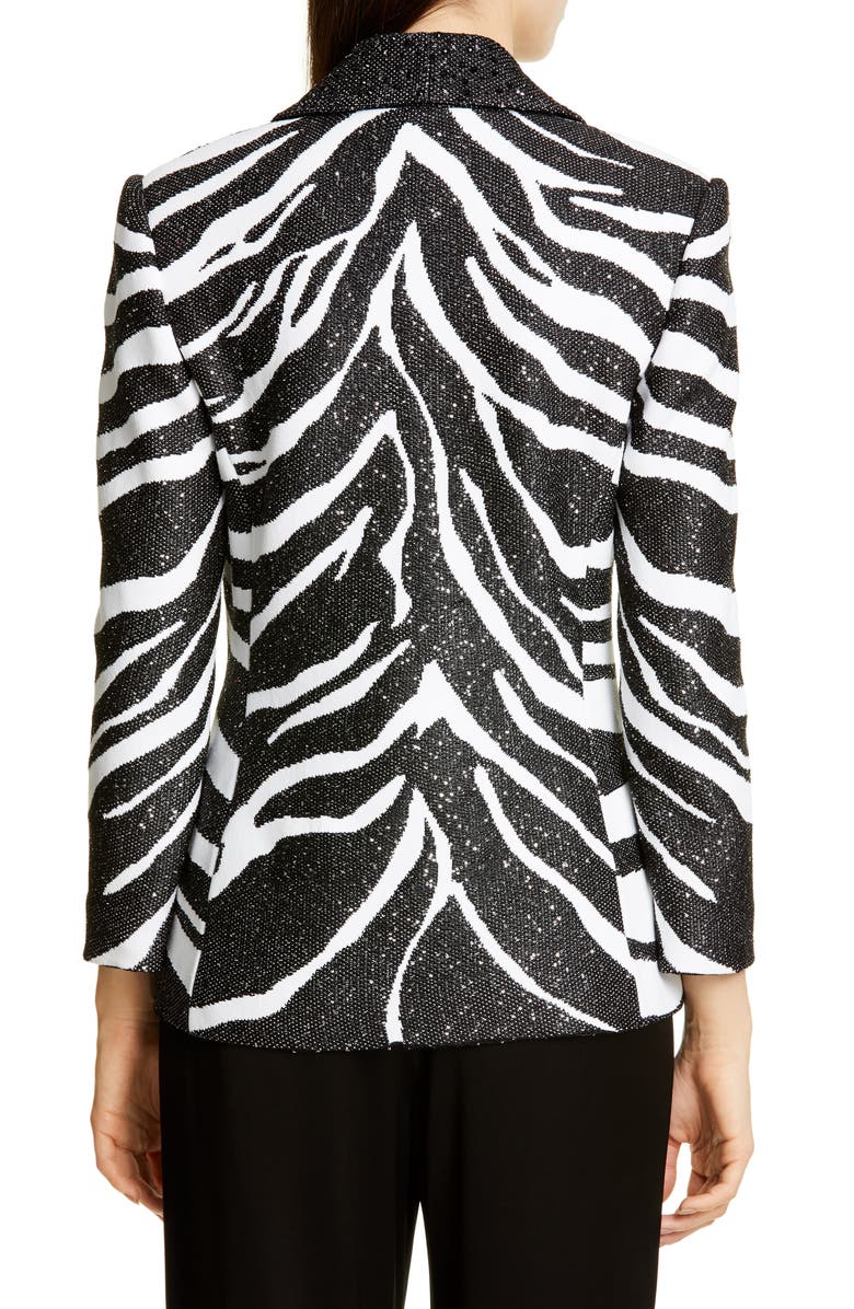 St. John Collection Sequin Zebra Jacquard Knit Jacket, Alternate, color, 