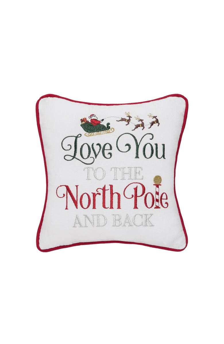 C&F Home To The North Pole & Back Christmas Pillow, Main, color, Red