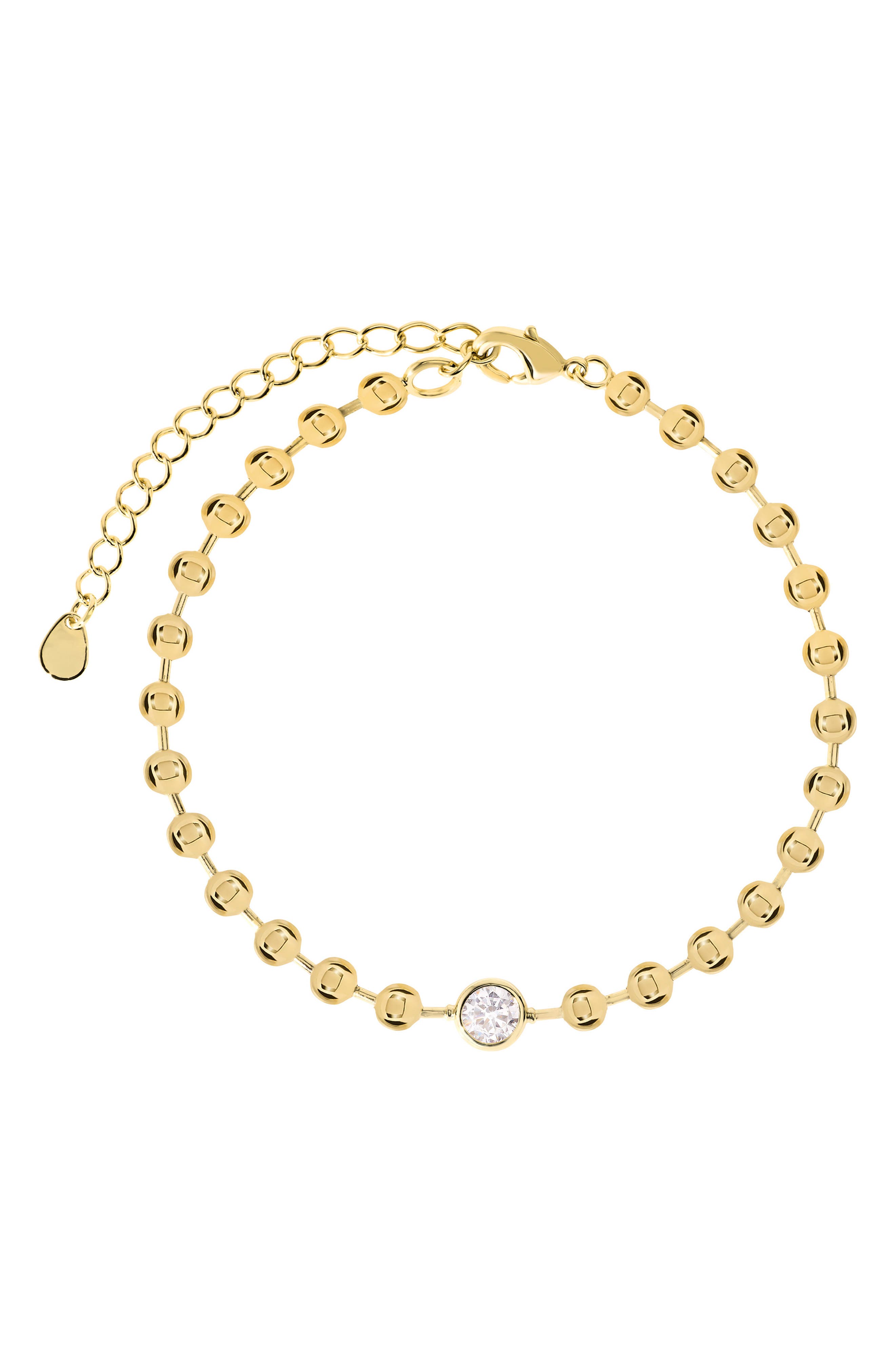 Cubic Zirconia Bezel Beaded Bracelet