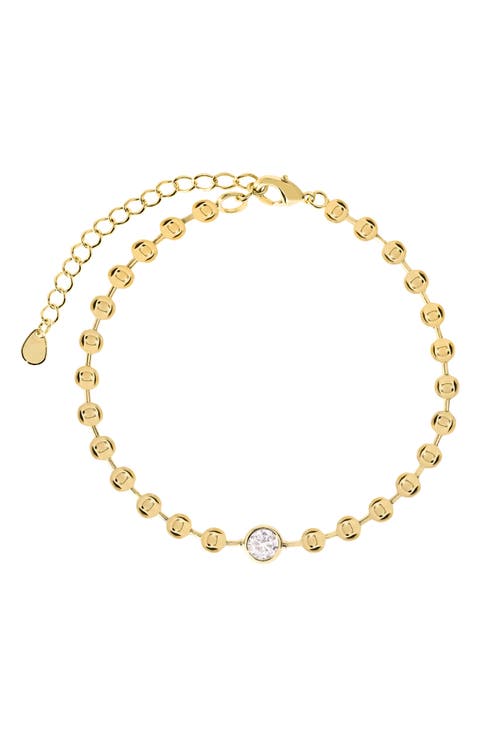 Cubic Zirconia Bezel Beaded Bracelet
