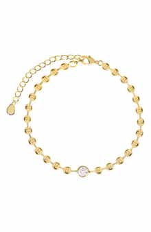 Cubic Zirconia Bezel Beaded Bracelet
