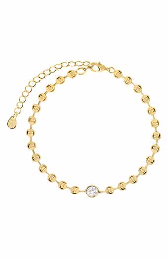 Cubic Zirconia Bezel Beaded Bracelet