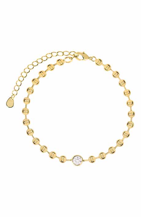 Cubic Zirconia Bezel Beaded Bracelet