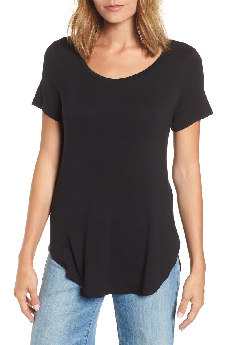 Halogen<sup>®</sup> Short Sleeve Shirttail Tee, Main, color,