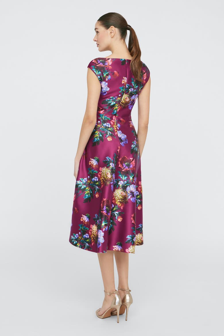 Kadence V-Neck Dress, Alternate, color, Sangria Poppy Stripe