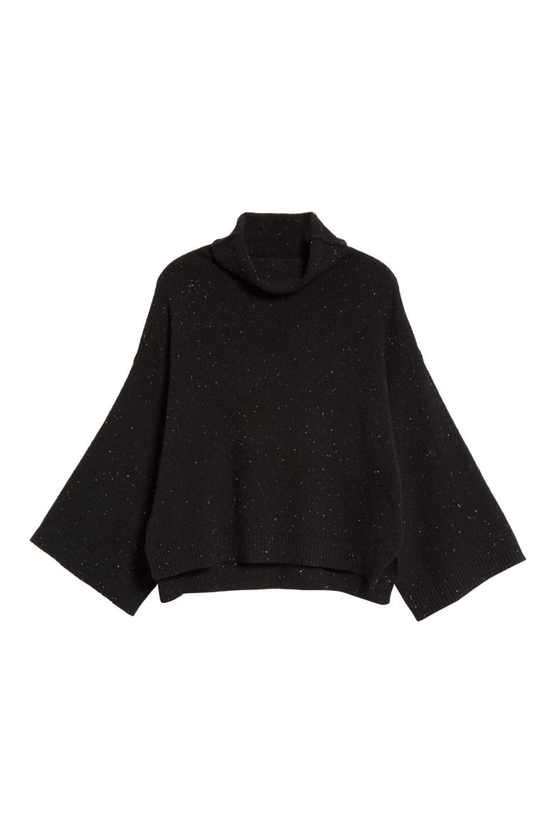 Funnel Neck Swing Cashmere Sweater, Alternate, color, NOIR MULTI