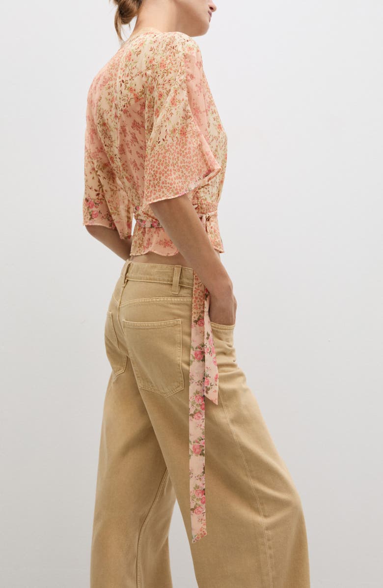 MANGO Floral Fluttery Sleeve Wrap Top, Alternate, color, 