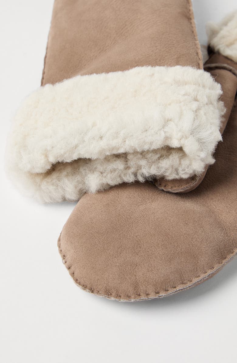 Brunello Cucinelli Fuzzy shearling mittens, Alternate, color, Hazelnut