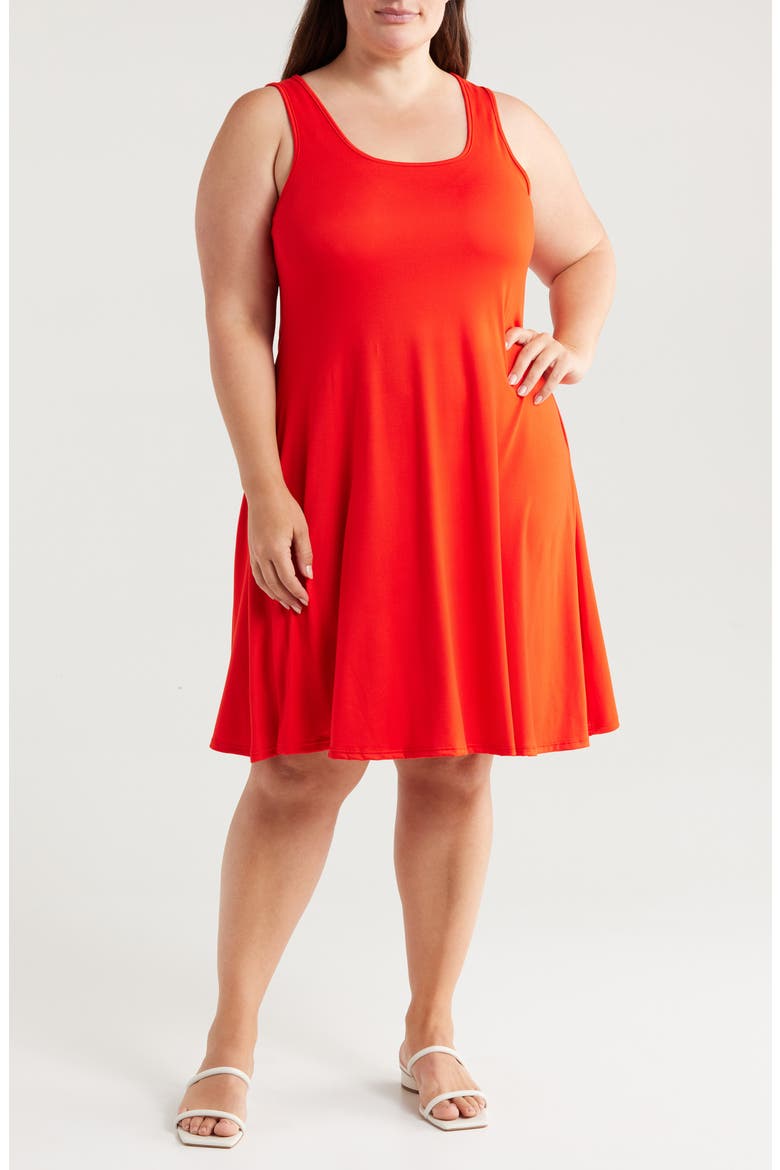 Stretch Fit & Flare Dress, Main, color, ORANGE
