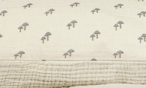 Oilo Organic Cotton Muslin Quilt & Sham Set In Mushrooms