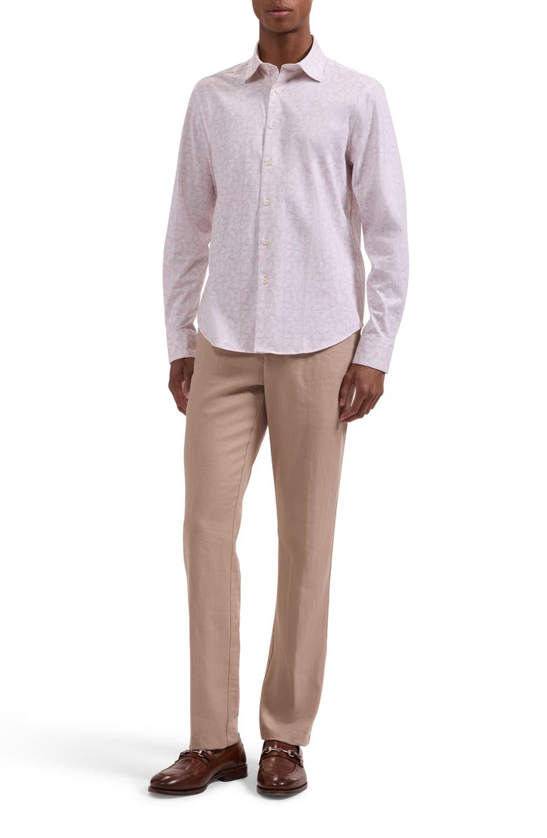 Bugatchi James OoohCotton<sup>®</sup> Floral Print Button-Up Shirt, Alternate, color, Peach