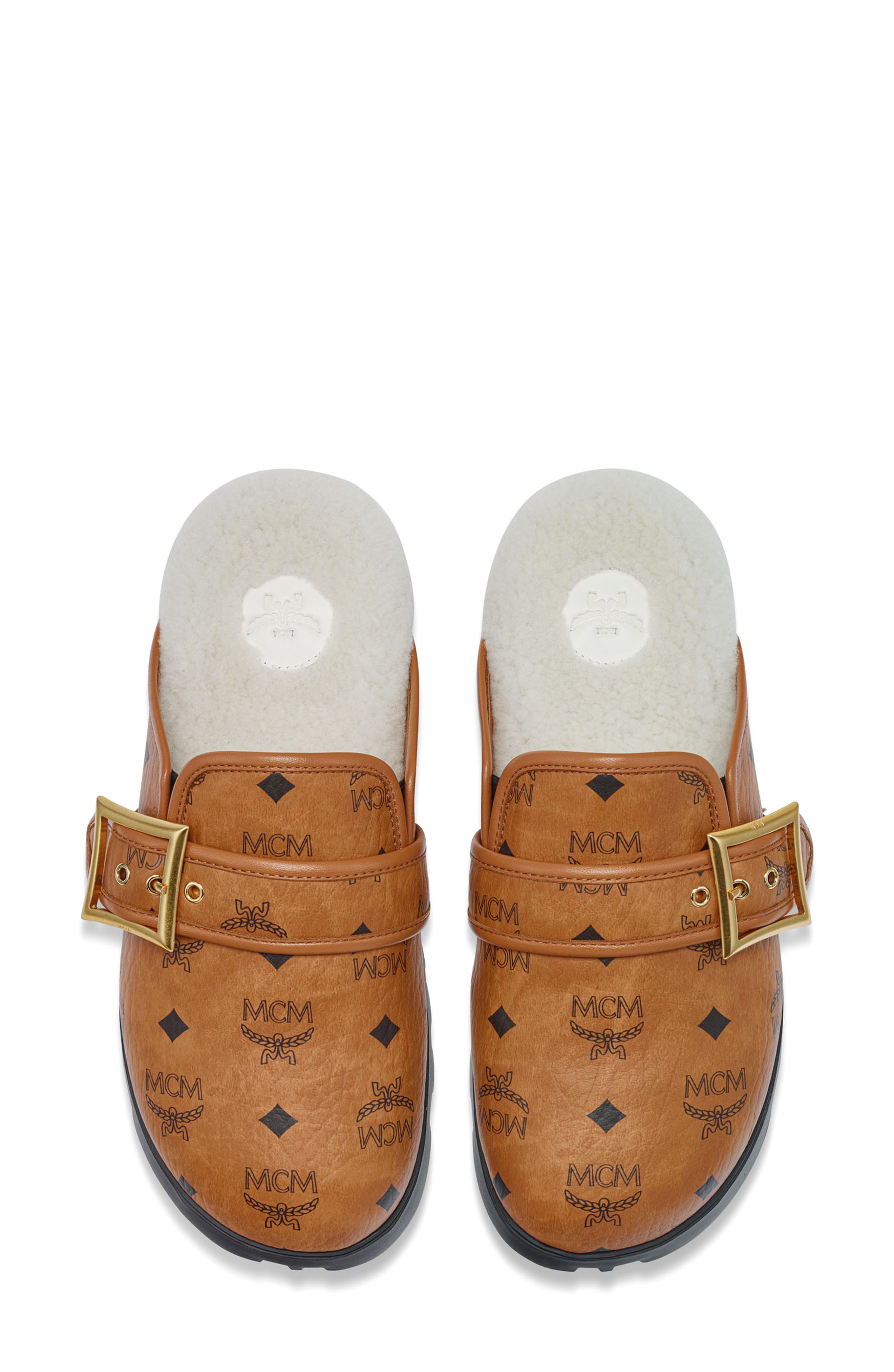 MCM Monogram Genuine Shearling Lined Mule, Alternate, color, 