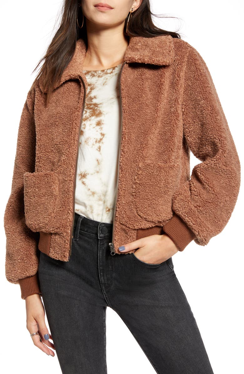 Treasure & Bond Faux Shearling Teddy Jacket, Main, color, 