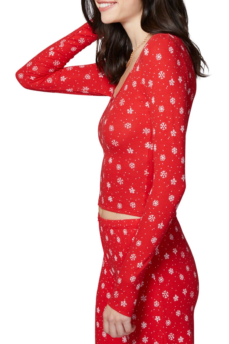 Holidaze Rib Sleep Top, Alternate, color, SCARLET SNOW