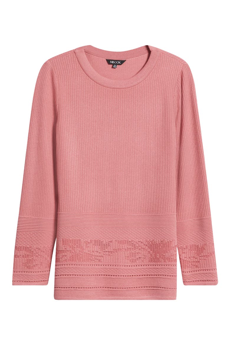 Mixed Stitch Relaxed Fit Sweater, Alternate, color, HONEY SUCKLE