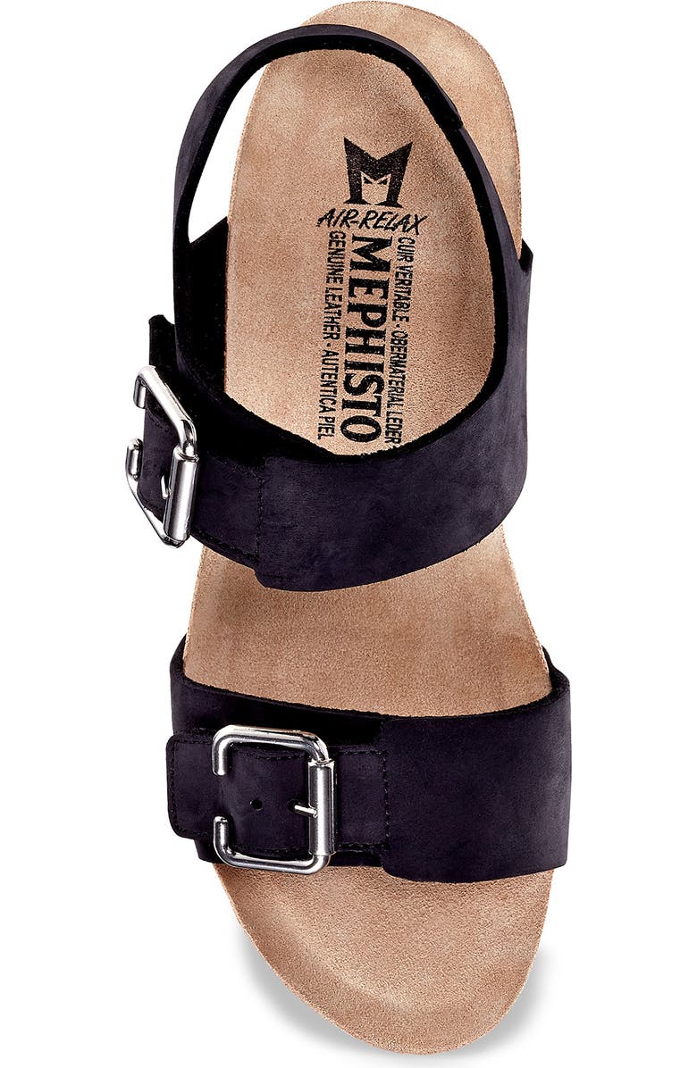 Mephisto Lissandra Platform Wedge Sandal, Alternate, color, Black Bucksoft Leather