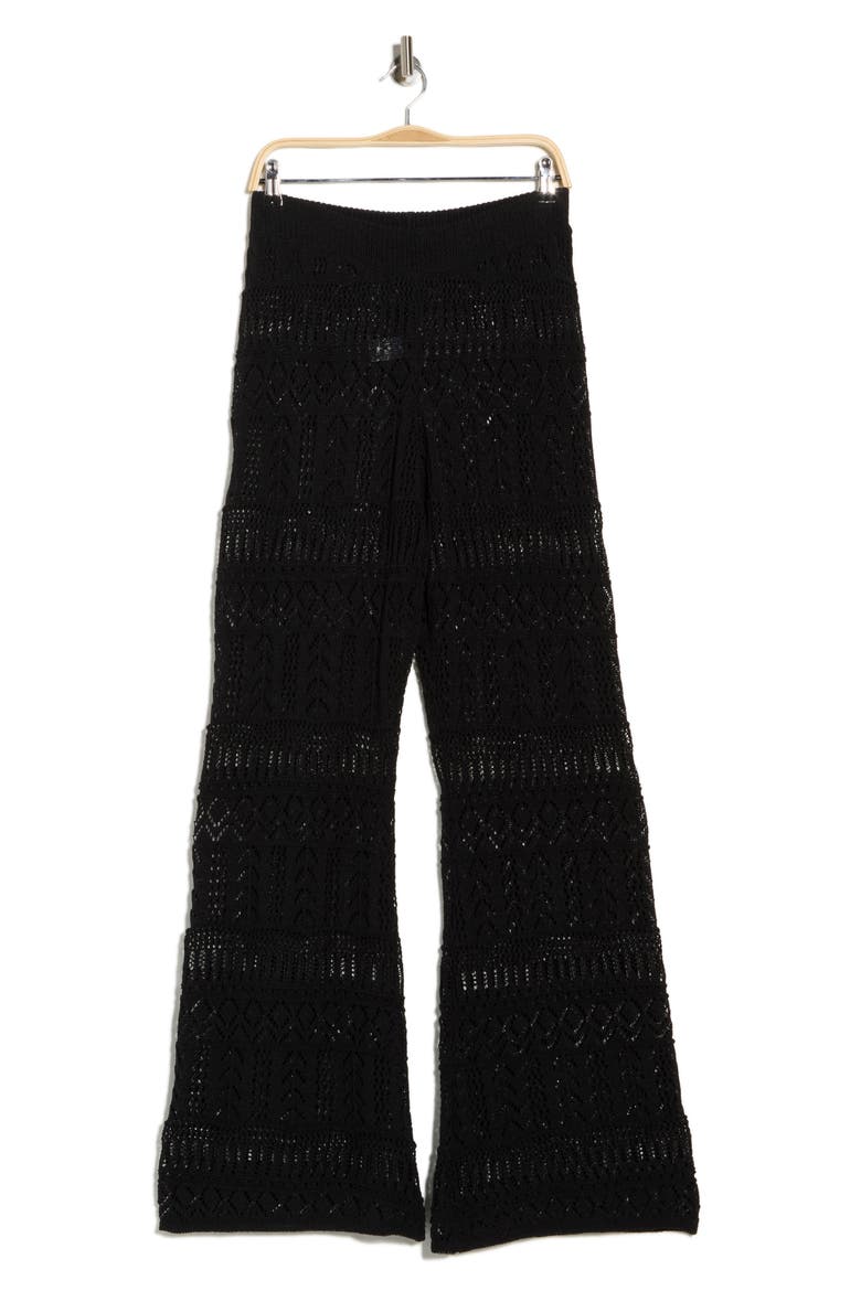 Crochet Wide Leg Cover-Up Pants, Alternate, color, BLACK