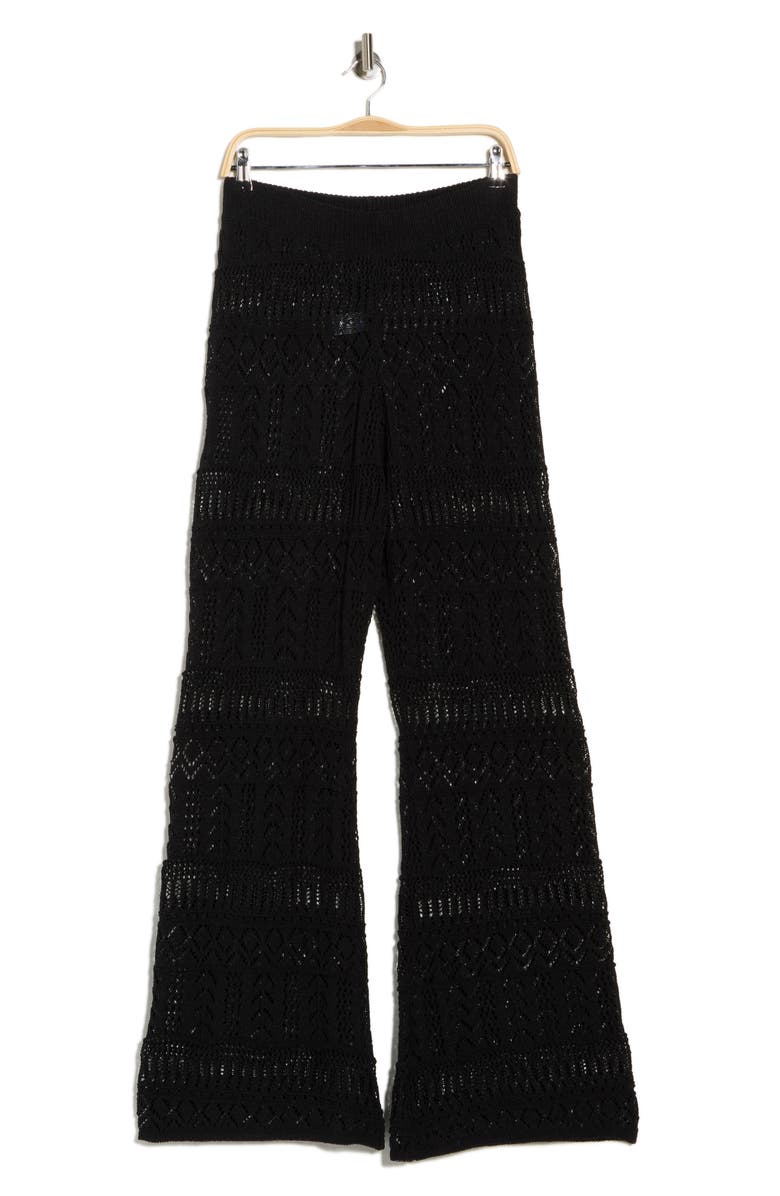 Elan Crochet Wide Leg Cover-Up Pants, Main, color, Black