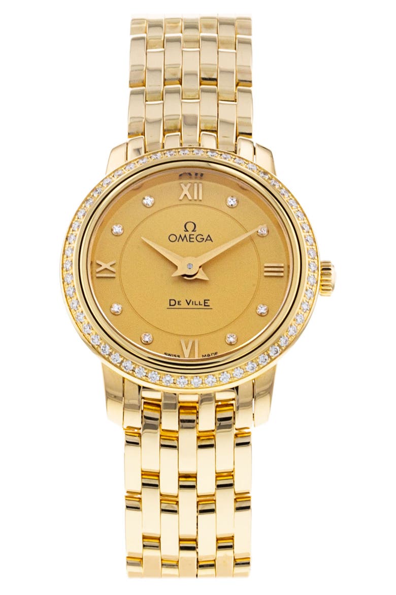 Omega Preowned De Ville Prestige Bracelet Watch, 24mm, Main, color, CHAMPAGNE