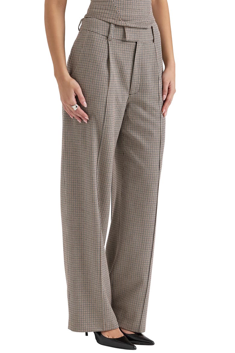 Hayden High Waist Wide Leg Trousers, Alternate, color, BEIGE CHECKED