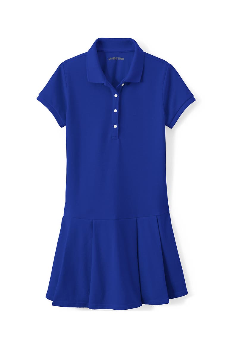 School Uniform Girls Short Sleeve Mesh Pleated Polo Dress, Alternate, color, Cobalt