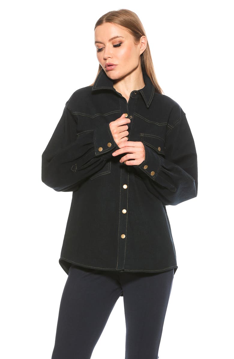 Alexia Admor Della Classic Western Button Down Shirt Jacket, Alternate, color, Dark Denim