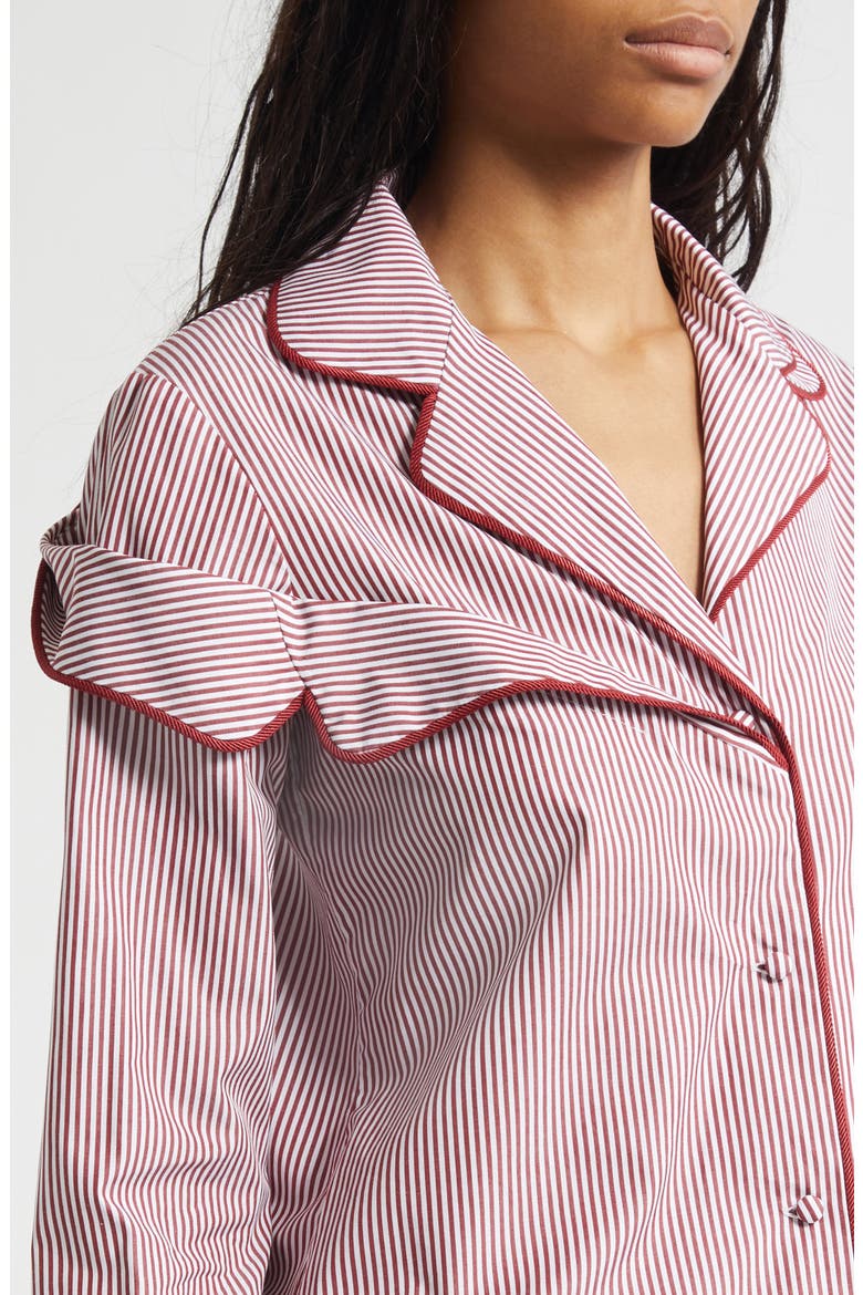 Deconstructed Pajama Top, Alternate, color, BURGUNDY/ WHITE