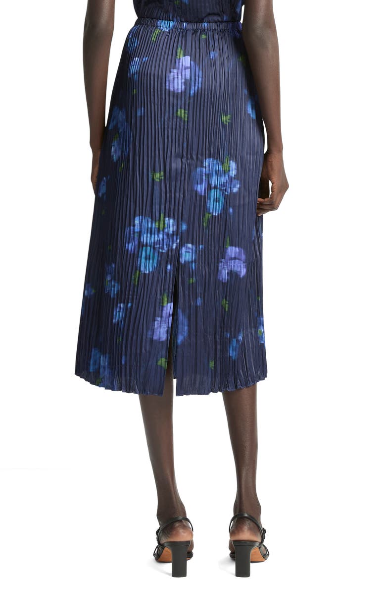 Vince Poppy Blur Pleated Midi Skirt, Alternate, color, Midnight