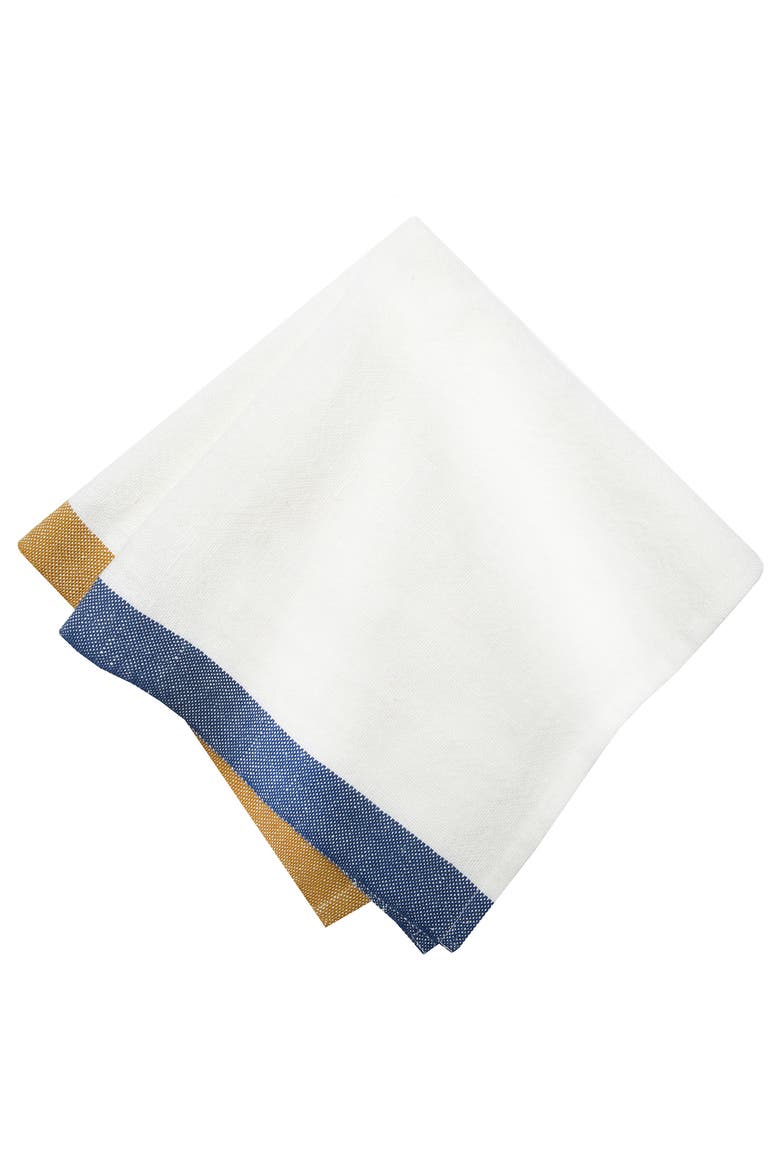 Paris White Napkins - Set of 4, Alternate, color, Blue, Mustard 20" x 20"