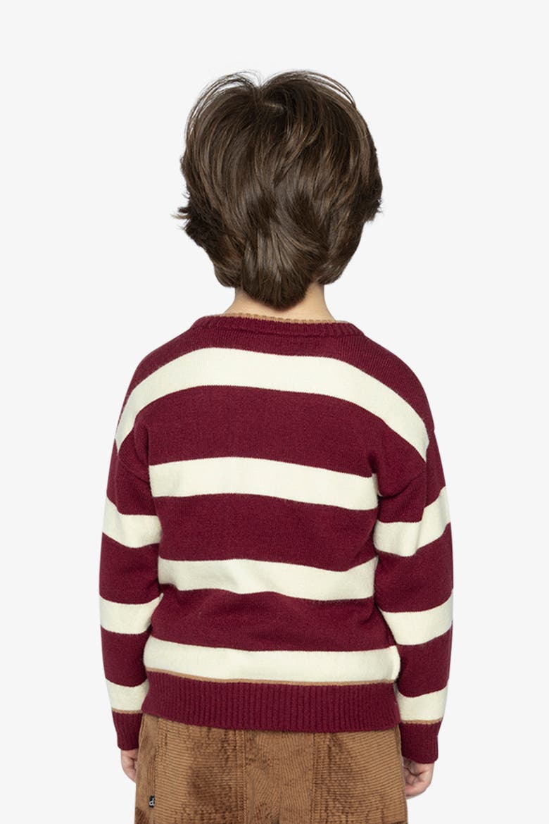 Knit Smiley Graphic Ribbed Cuffs Sweater, Alternate, color, Red and White Stripes