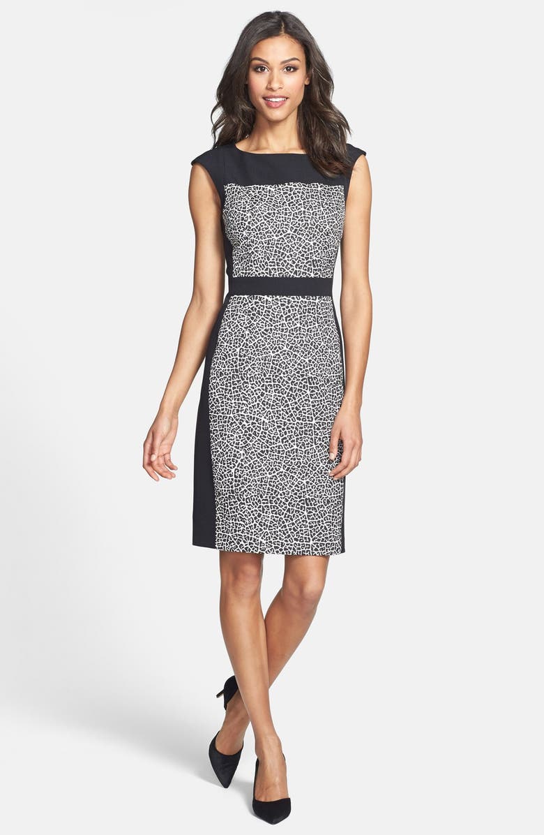 Adrianna Papell Crackle Print Sheath Dress, Alternate, color,