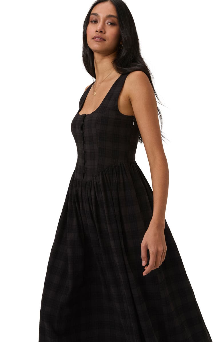 Nobody's Child Cora Plaid Midi Dress, Alternate, color, Black