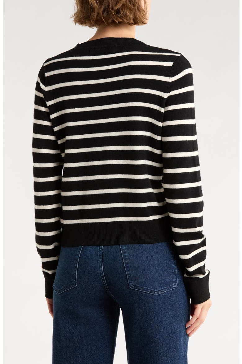 Saba Stripe Crop Cardigan, Alternate, color, BLACK STRIPES/BIRCH