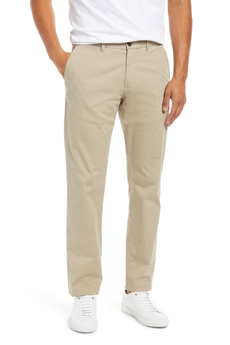New Ballard Trim Fit Flat Front Chino Pants, Main, color, TAN BURROW